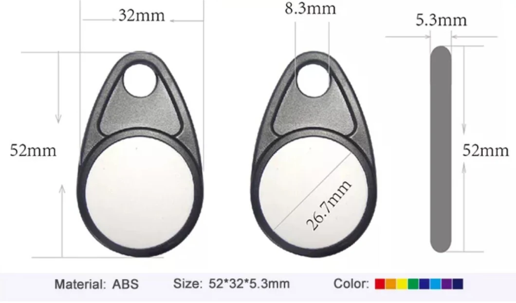 Classic Design Plastic 13.56MHz F08 RFID Water Drop Keyfob