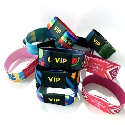 Braccialetto in tessuto elastico, braccialetto RFID elastico personalizzato intrecciato, adatto per eventi di festival
